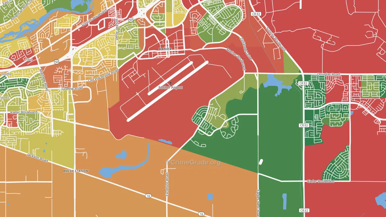 Mather, CA Map of Vandalism Rates