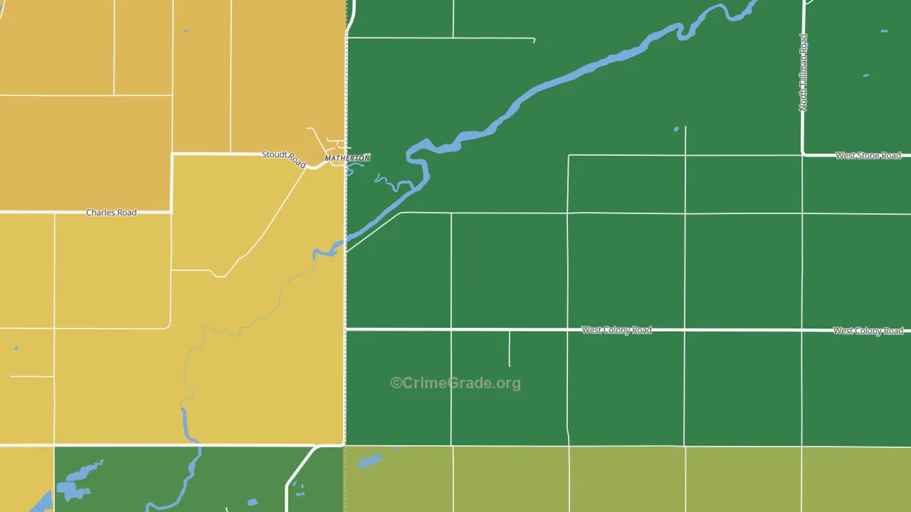 Matherton, MI Map of Vandalism Rates