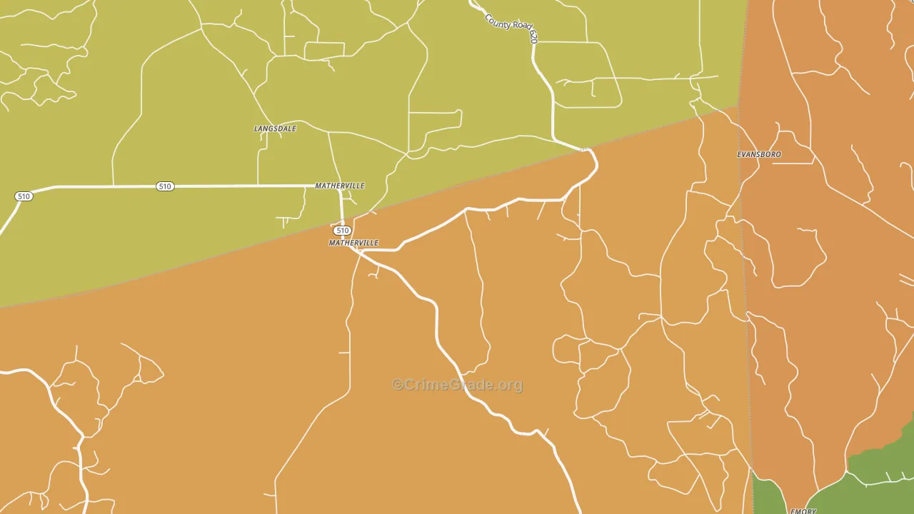 Matherville, MS Map of Vandalism Rates