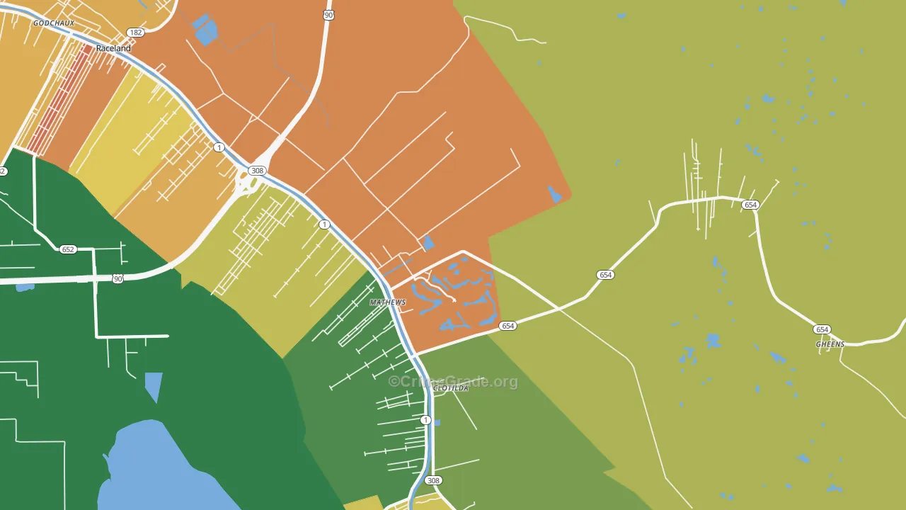 Mathews, LA Map of Vandalism Rates