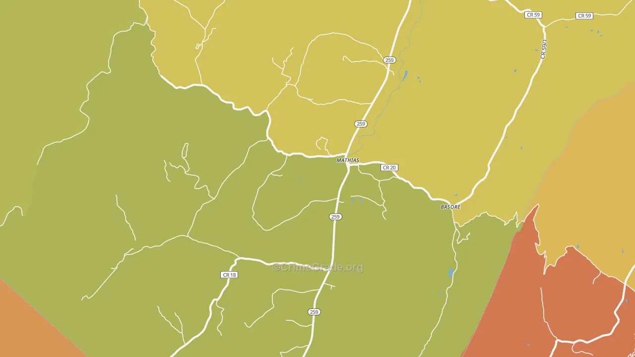 Mathias, WV Map of Vandalism Rates