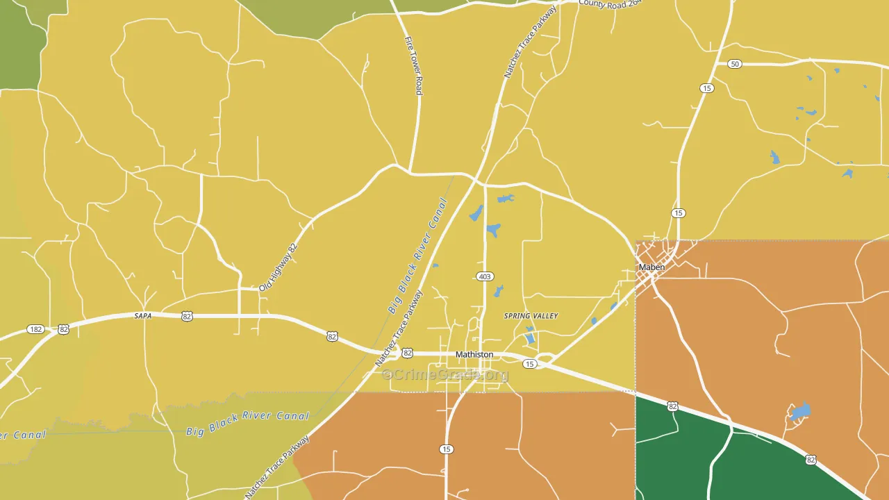 Mathiston, MS Map of Vandalism Rates