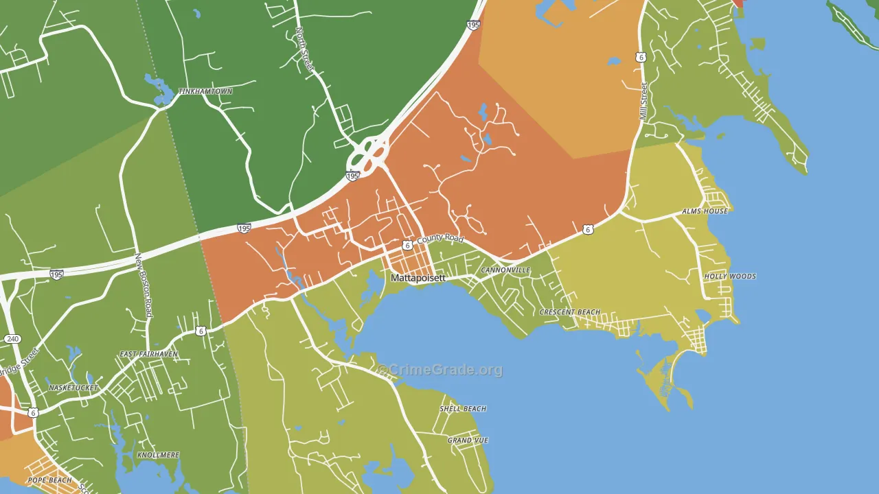 Mattapoisett Center, MA Map of Vandalism Rates