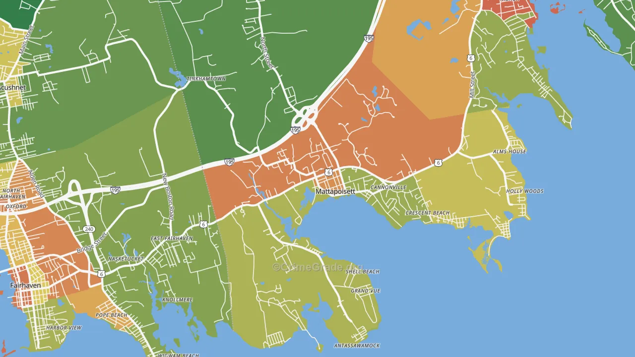 Mattapoisett, MA Map of Vandalism Rates