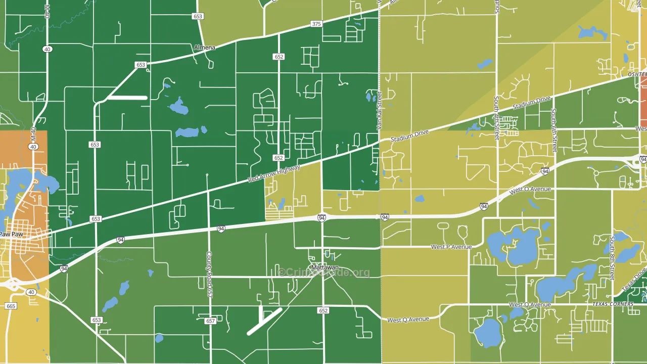 Mattawan, MI Map of Vandalism Rates