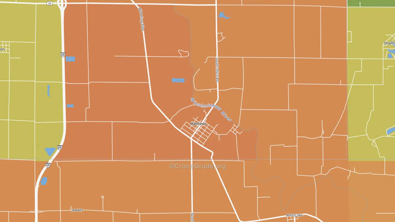 Matthews, IN Map of Vandalism Rates