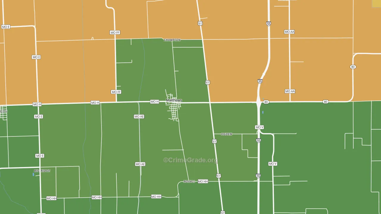 Matthews, MO Map of Vandalism Rates