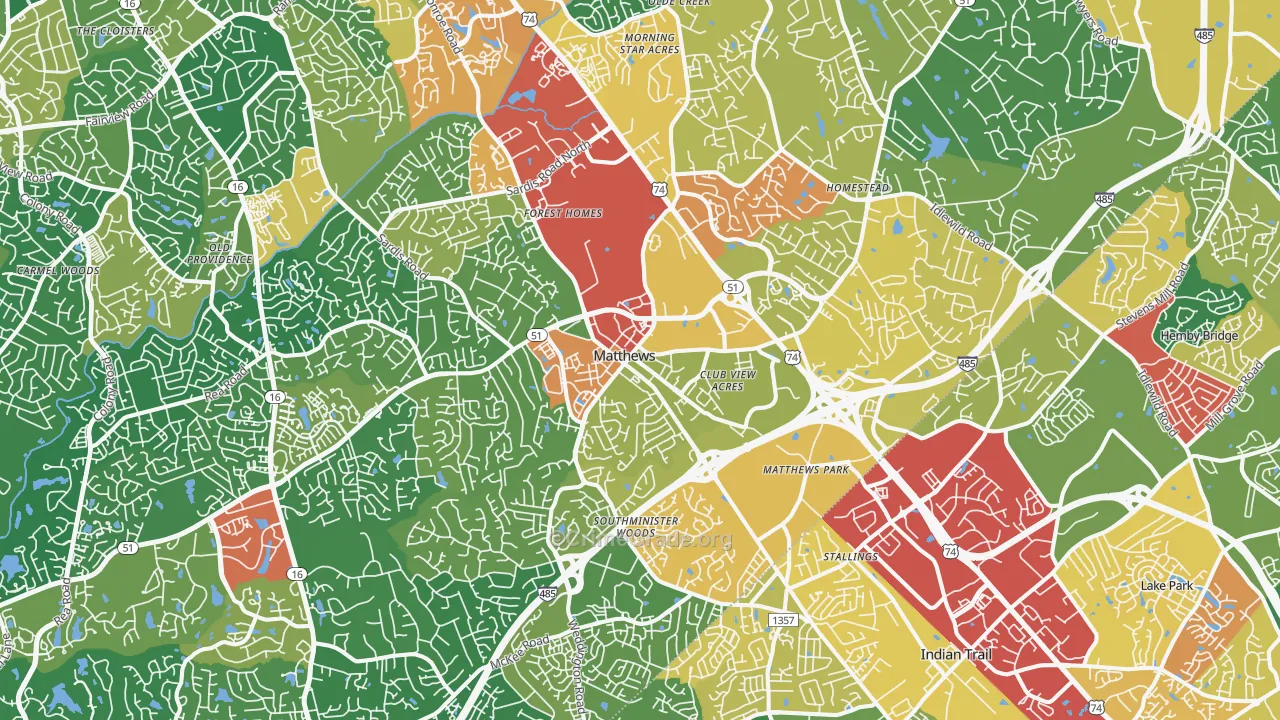 Matthews, NC Map of Vandalism Rates