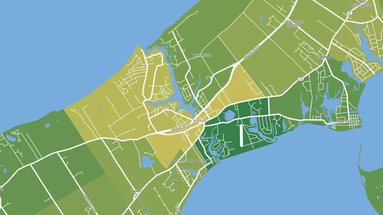 Mattituck, NY Map of Vandalism Rates