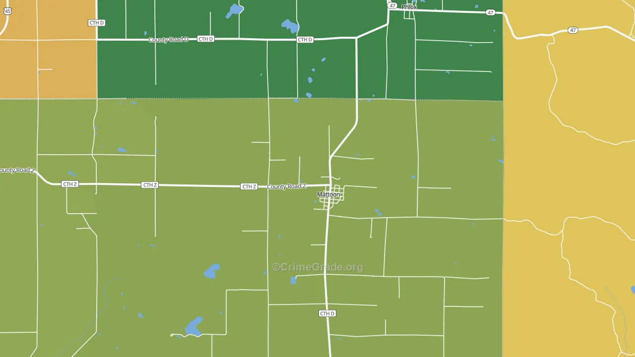 Mattoon, WI Map of Vandalism Rates