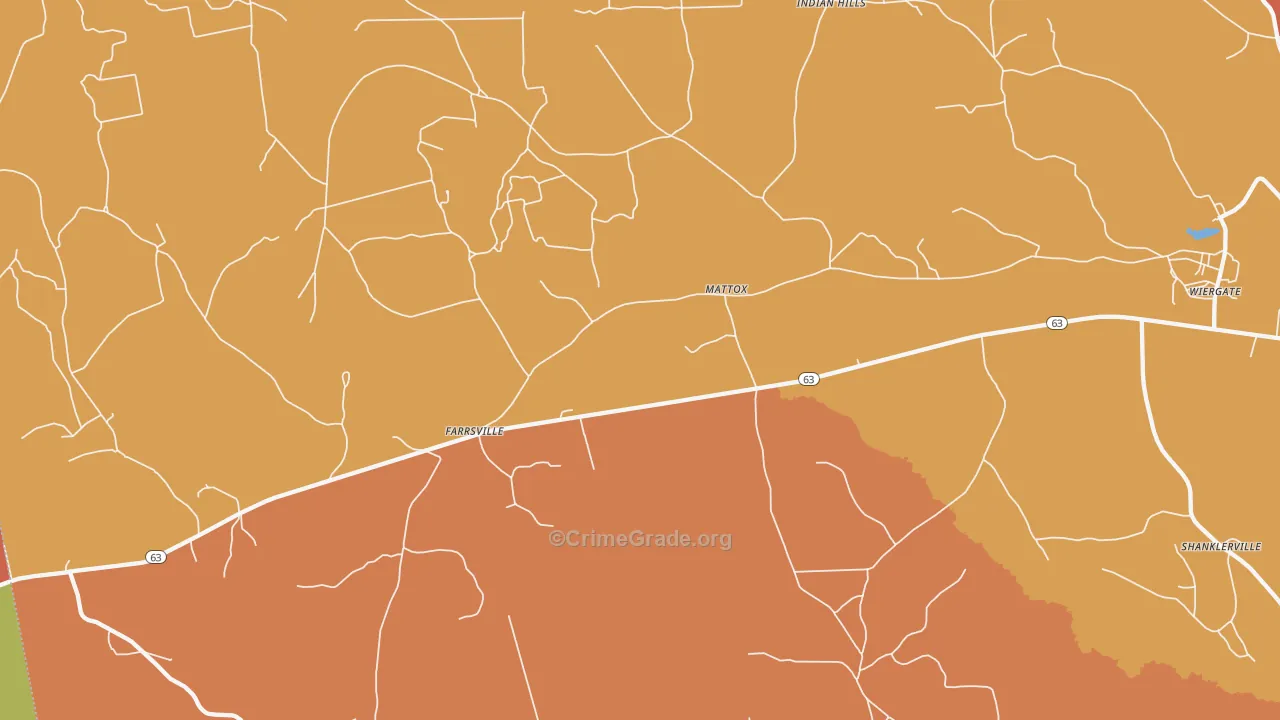 Mattox, TX Map of Vandalism Rates
