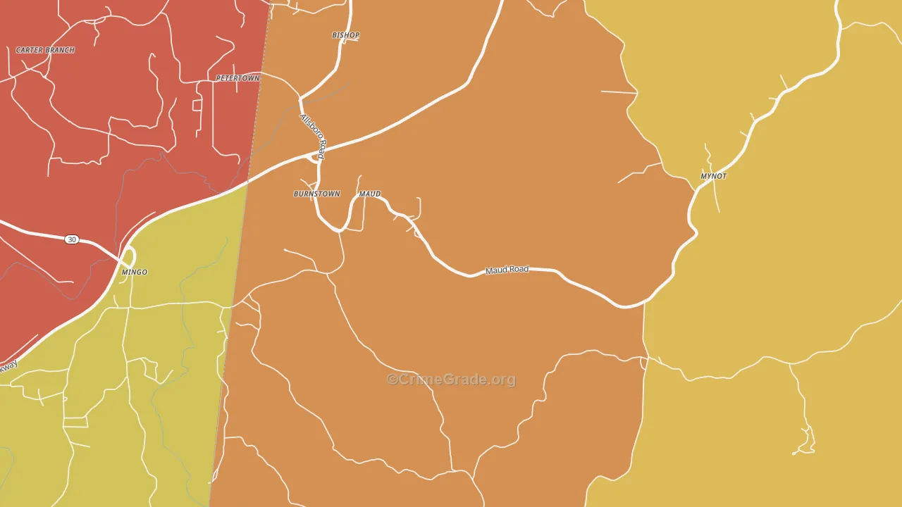 Maud, AL Map of Vandalism Rates