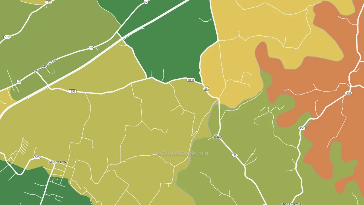 Maud, KY Map of Vandalism Rates