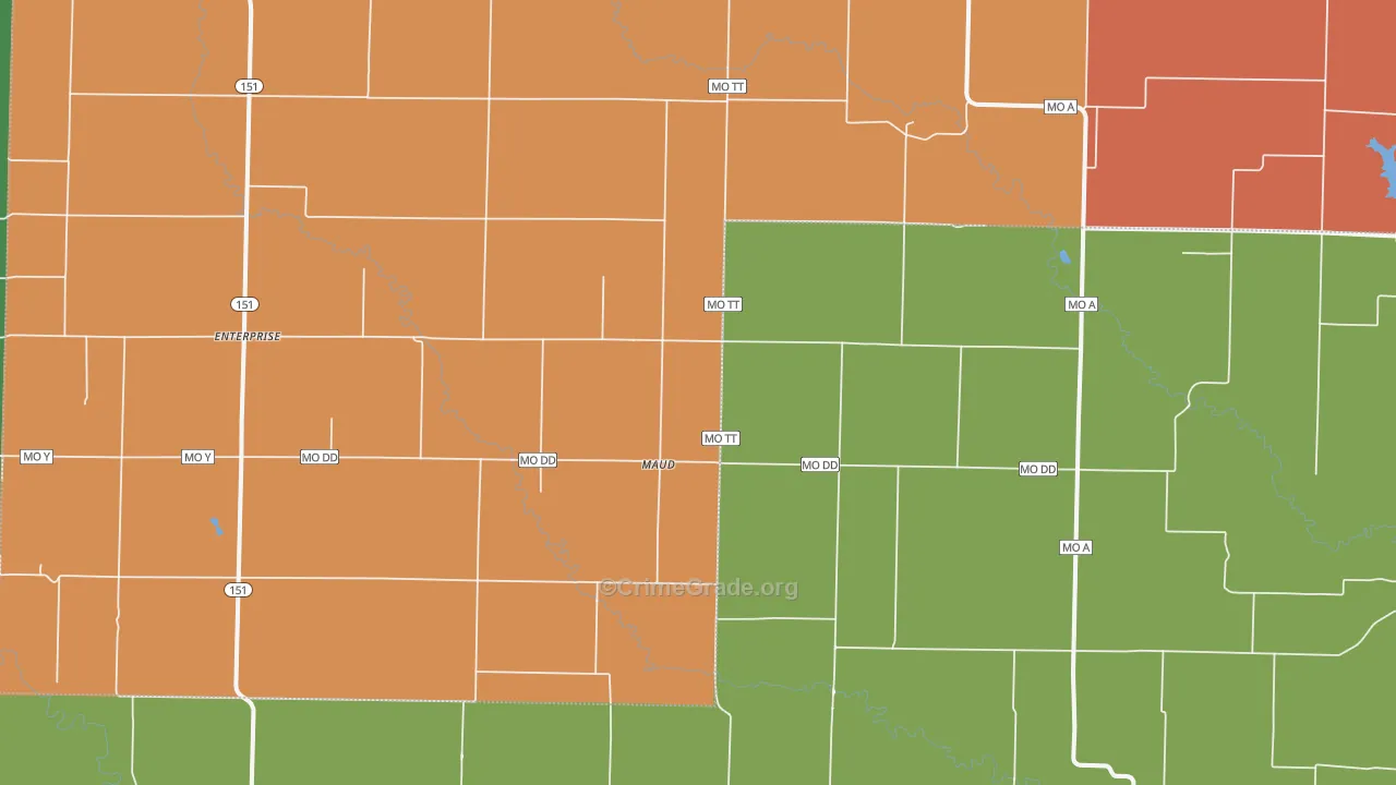 Maud, MO Map of Vandalism Rates