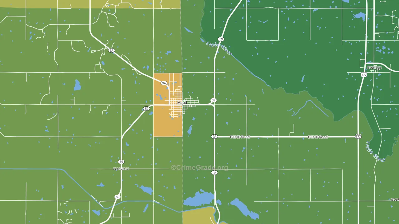 Maud, OK Map of Vandalism Rates