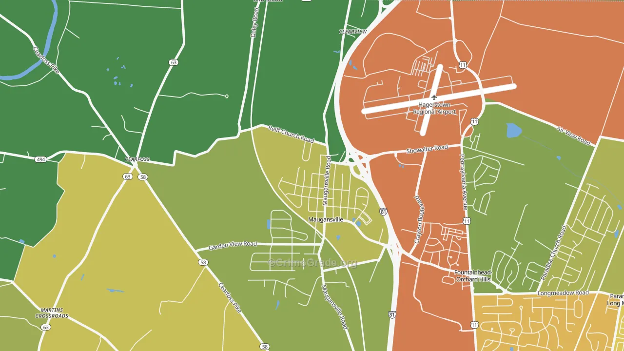 Maugansville, MD Map of Vandalism Rates