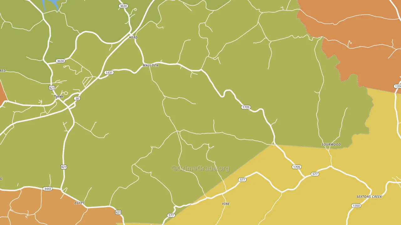 Maulden, KY Map of Vandalism Rates