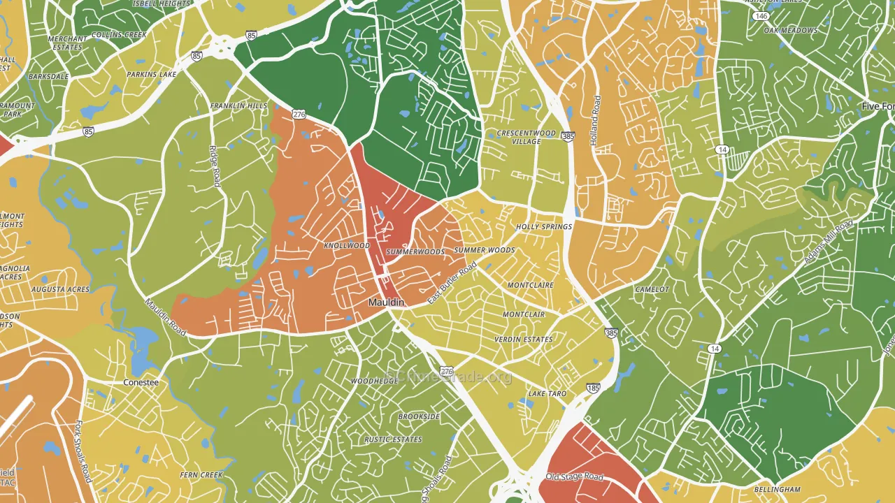 Mauldin, SC Map of Vandalism Rates