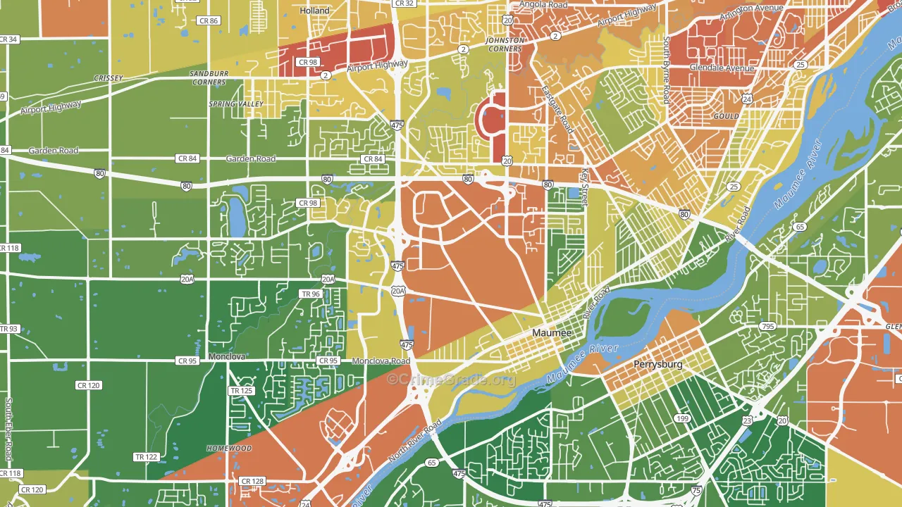 Maumee, OH Map of Vandalism Rates