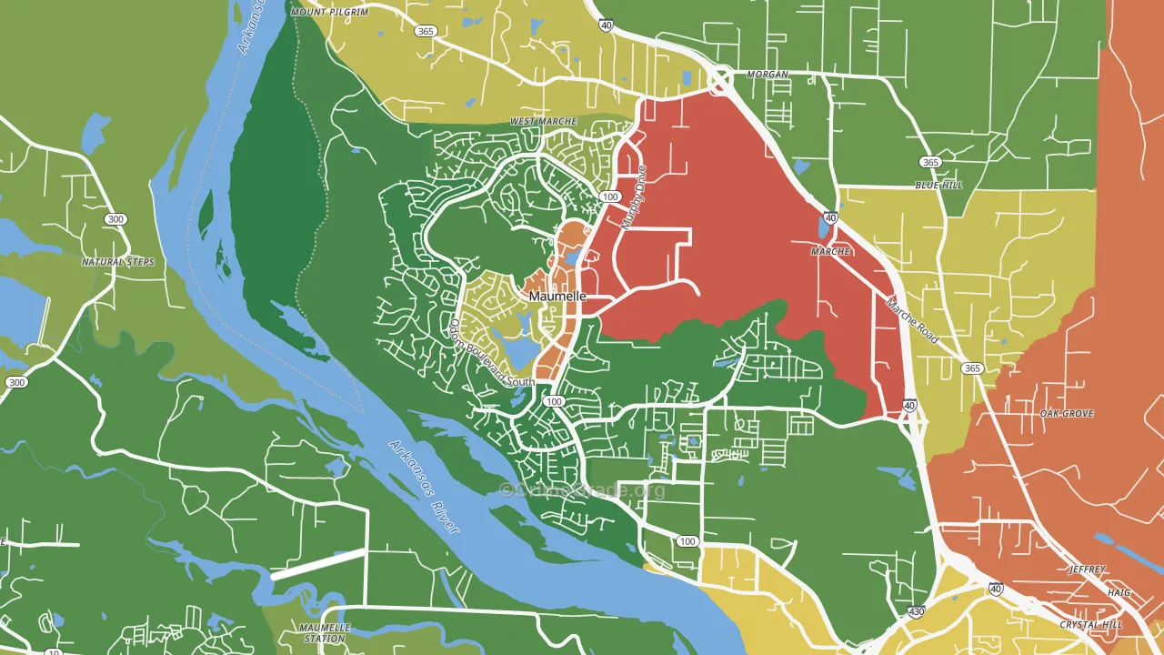 Maumelle, AR Map of Vandalism Rates