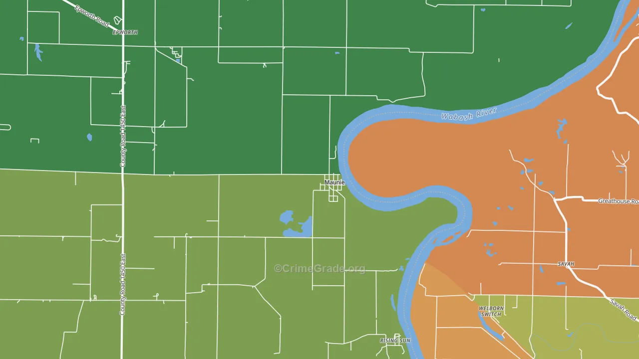 Maunie, IL Map of Vandalism Rates