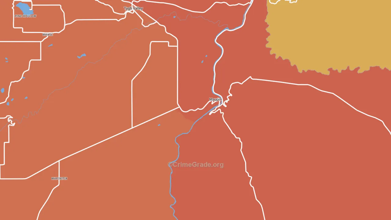 Maupin, OR Map of Vandalism Rates