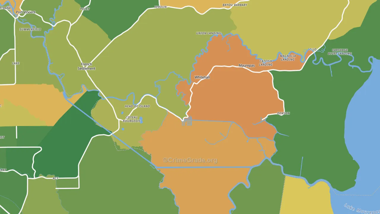 Maurepas, LA Map of Vandalism Rates