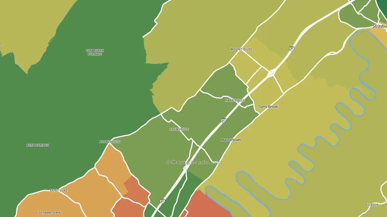 Maurertown, VA Map of Vandalism Rates