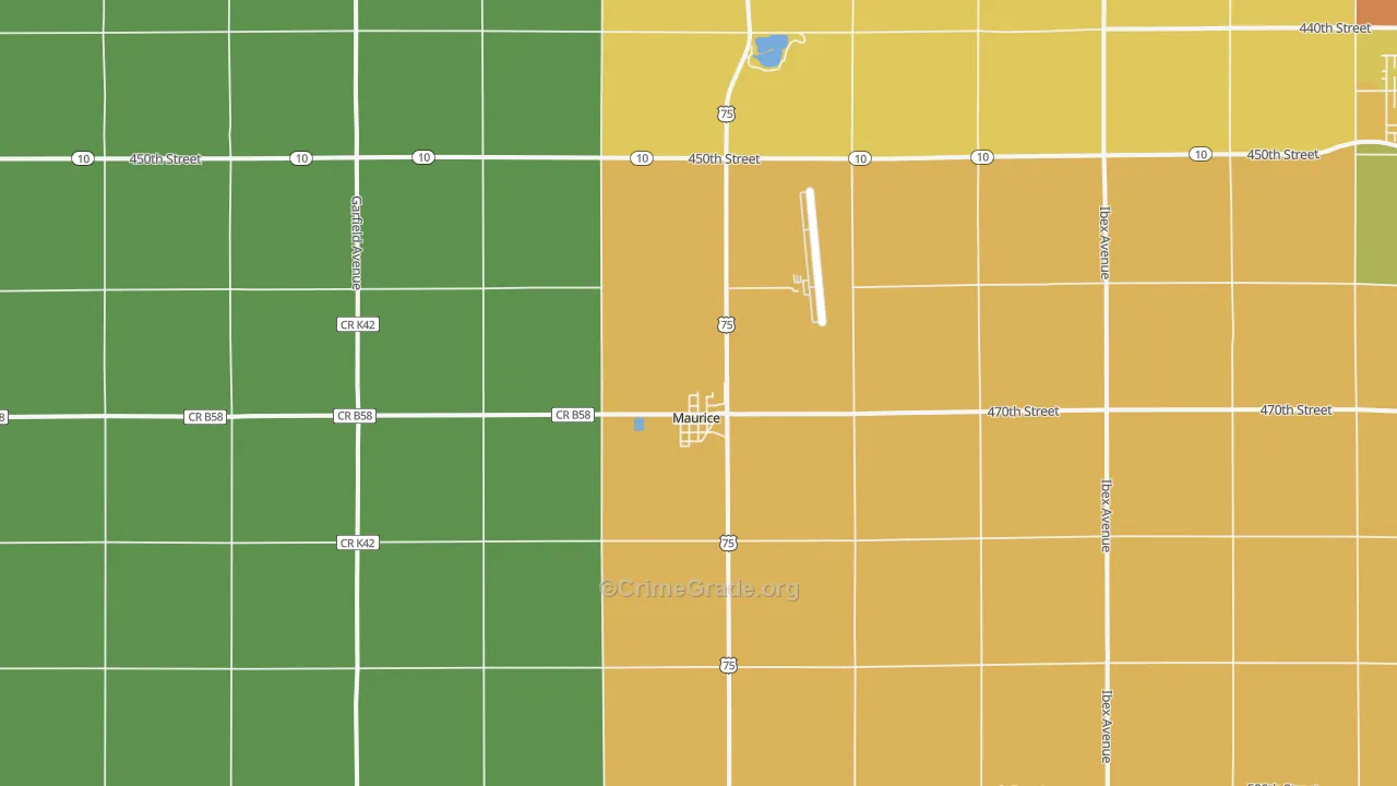 Maurice, IA Map of Vandalism Rates