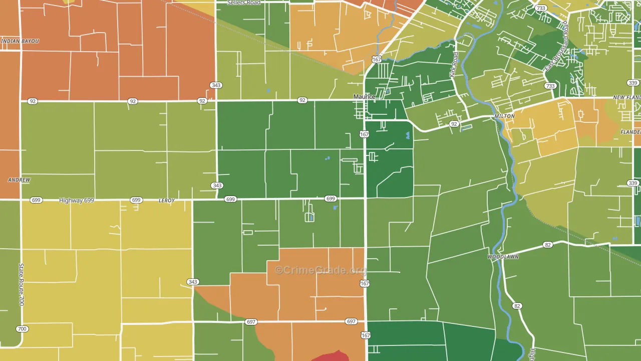 Maurice, LA Map of Vandalism Rates