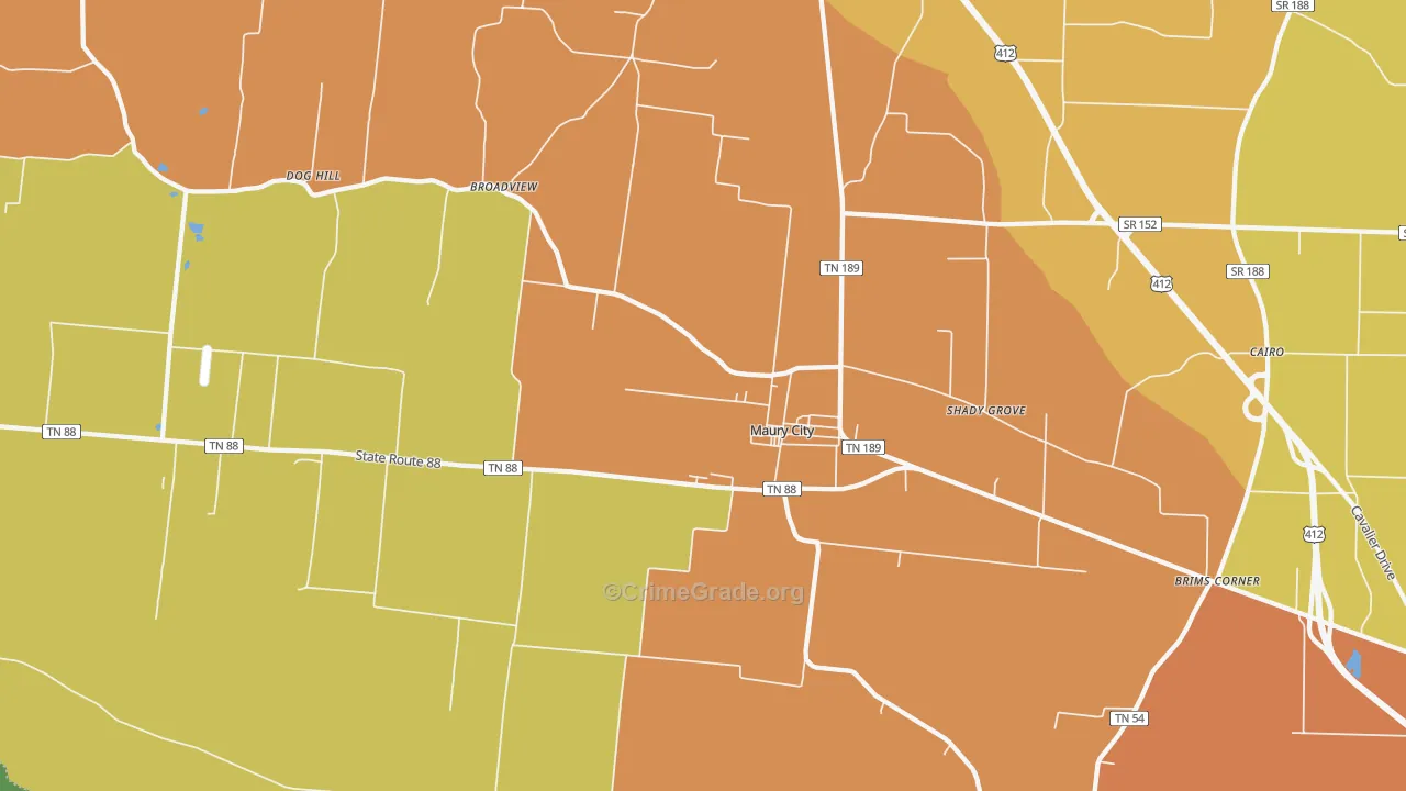 Maury City, TN Map of Vandalism Rates