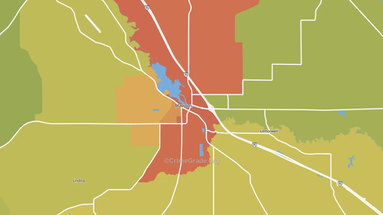 Mauston, WI Map of Vandalism Rates
