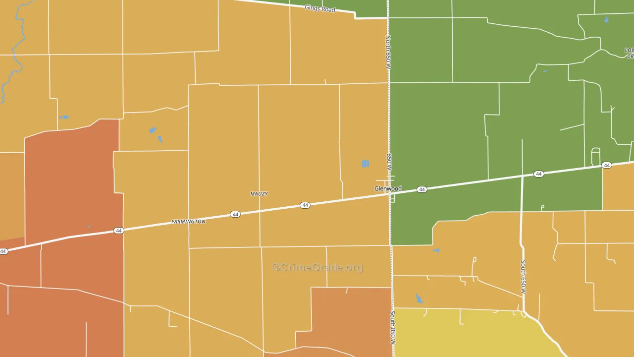 Mauzy, IN Map of Vandalism Rates