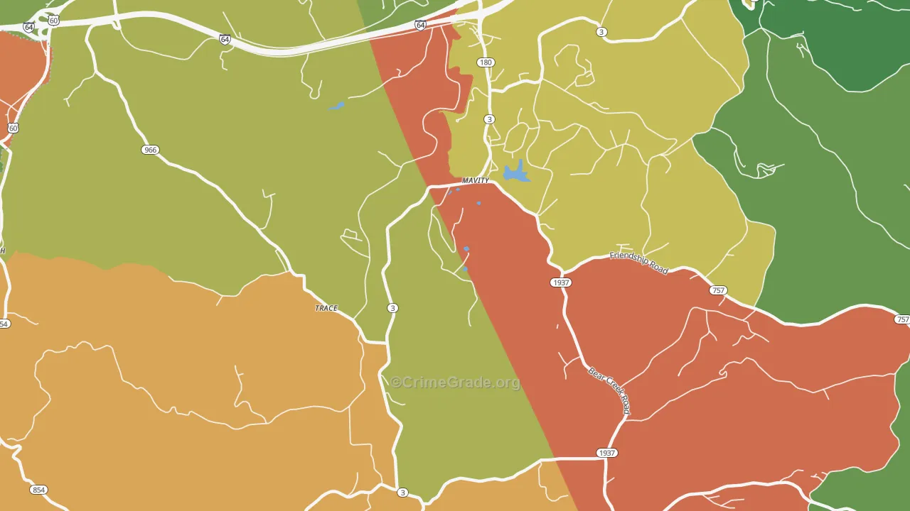 Mavity, KY Map of Vandalism Rates