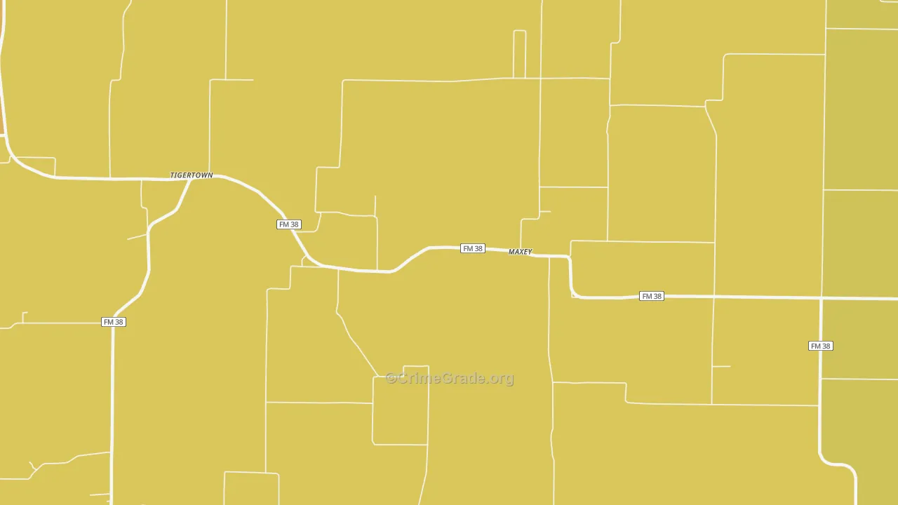 Maxey, TX Map of Vandalism Rates