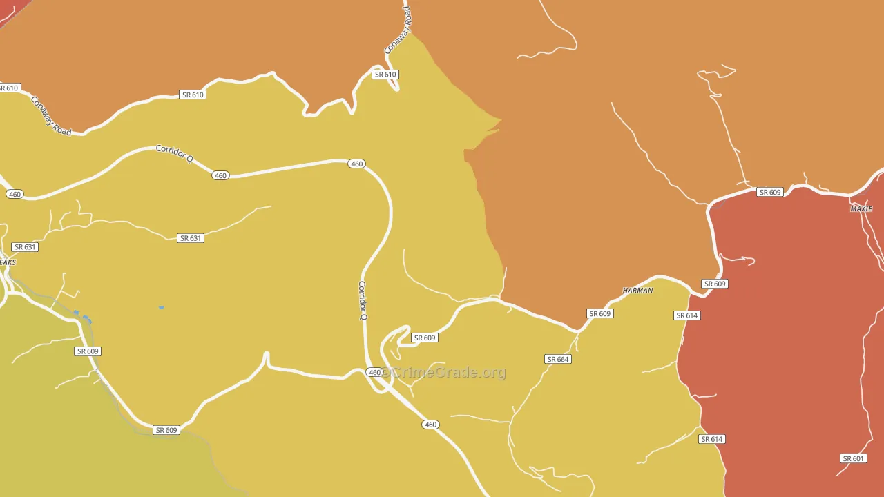 Maxie, VA Map of Vandalism Rates