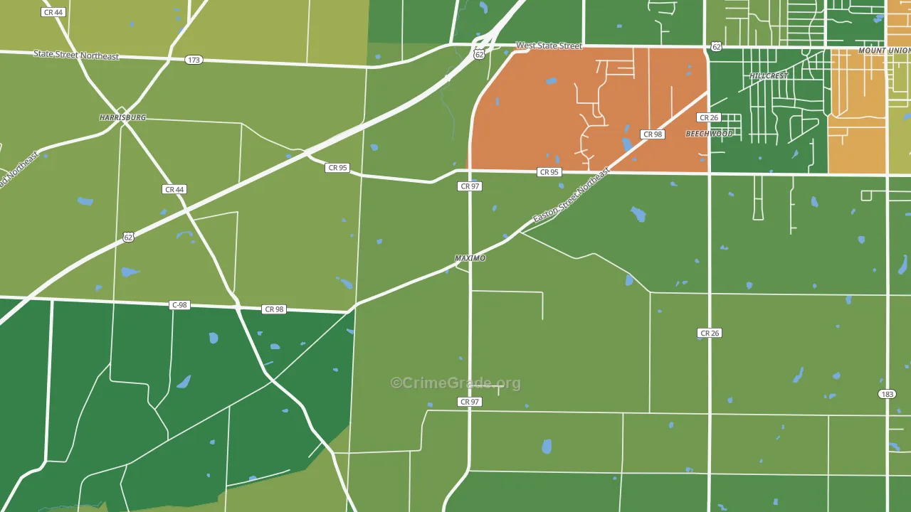 Maximo, OH Map of Vandalism Rates