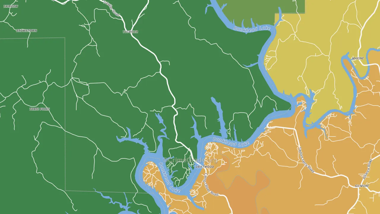 Maxine, AL Map of Vandalism Rates