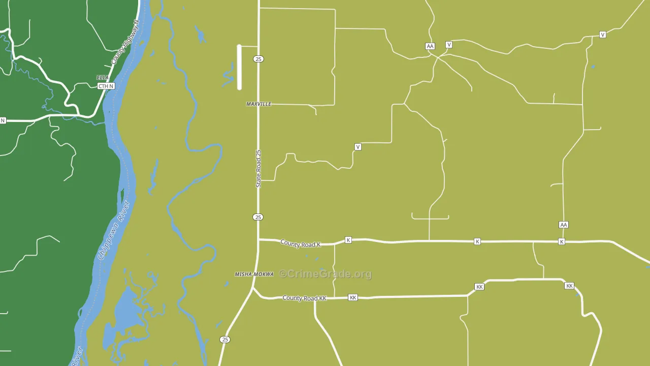 Maxville, WI Map of Vandalism Rates