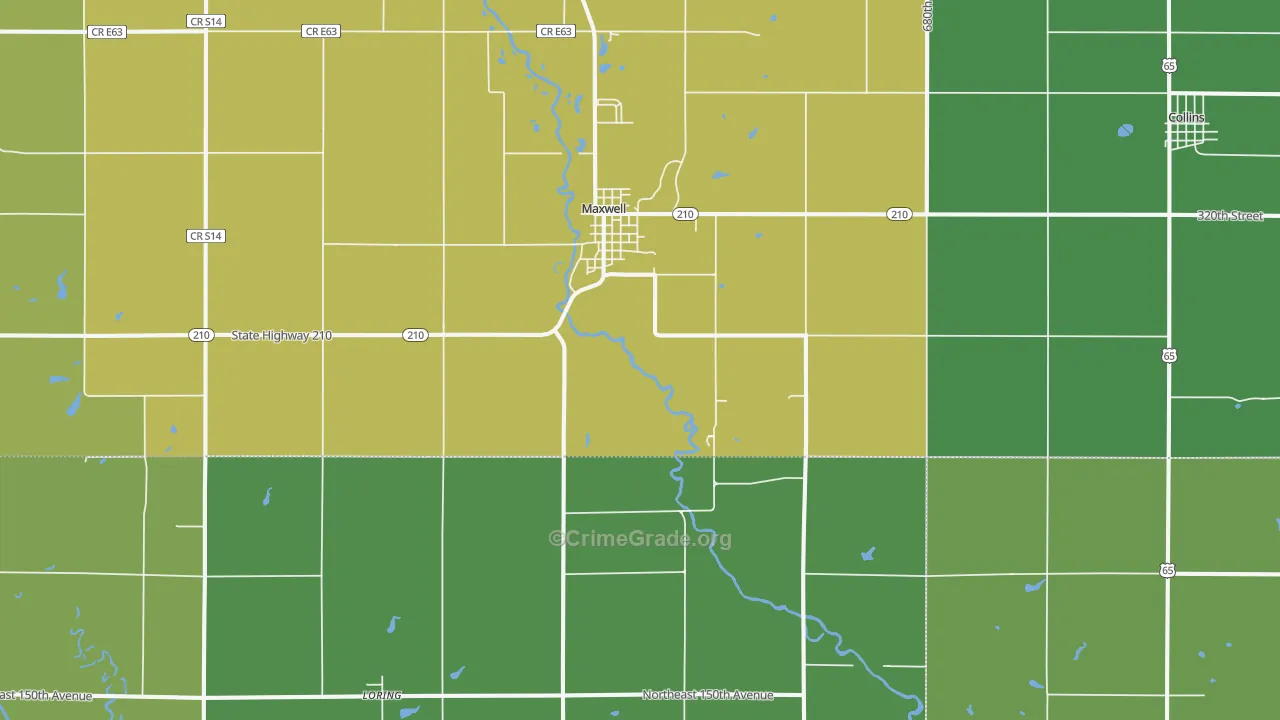 Maxwell, IA Map of Vandalism Rates