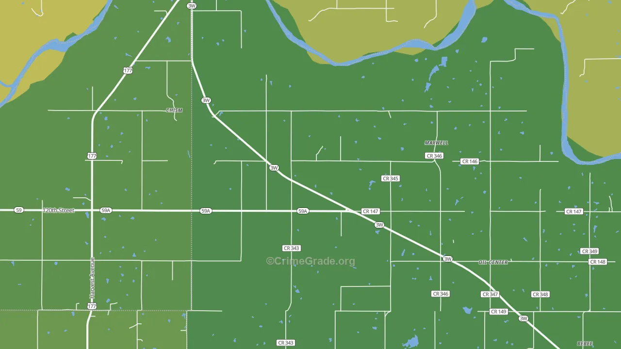 Maxwell, OK Map of Vandalism Rates
