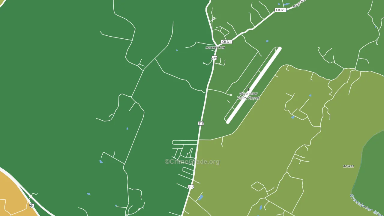 Maxwelton, WV Map of Vandalism Rates
