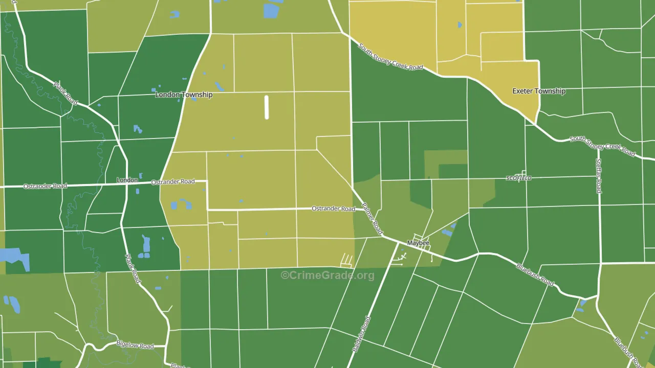 Maybee, MI Map of Vandalism Rates