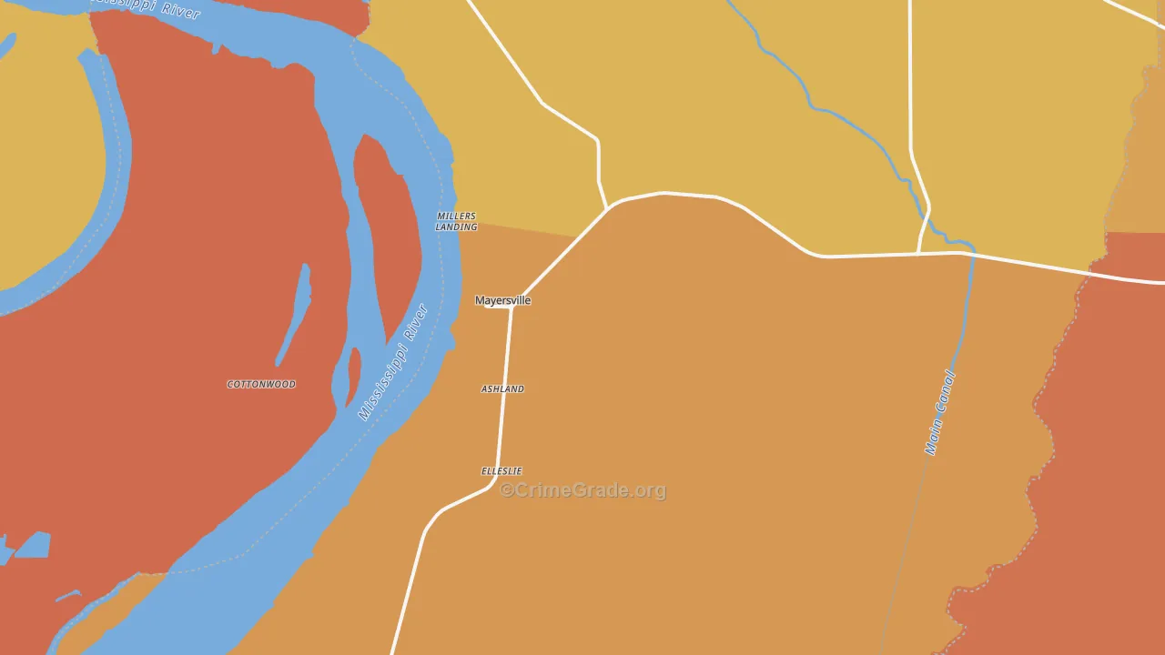 Mayersville, MS Map of Vandalism Rates
