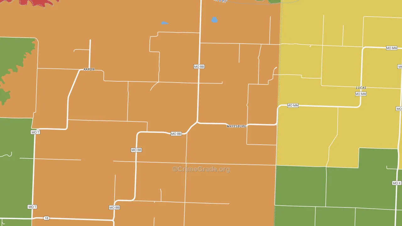 Mayesburg, MO Map of Vandalism Rates