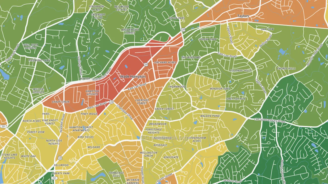 Mayfair Estates, Taylors, SC Map of Vandalism Rates
