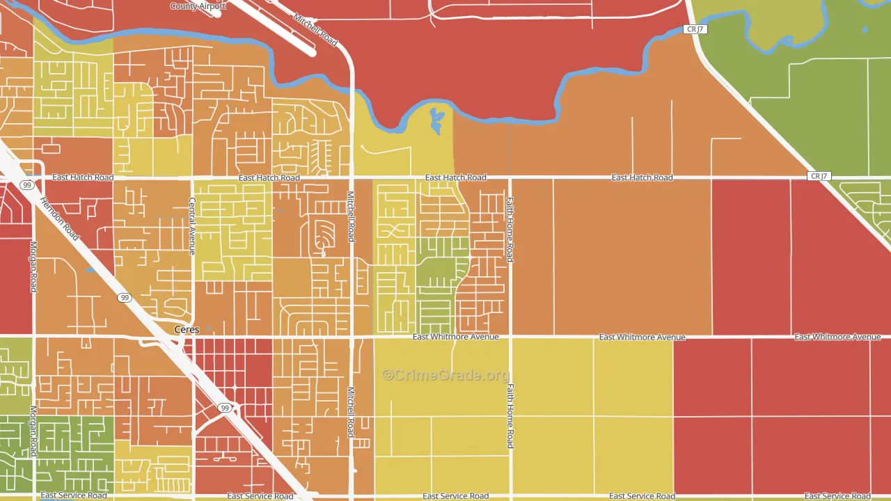 Mayfield, Ceres, CA Map of Vandalism Rates