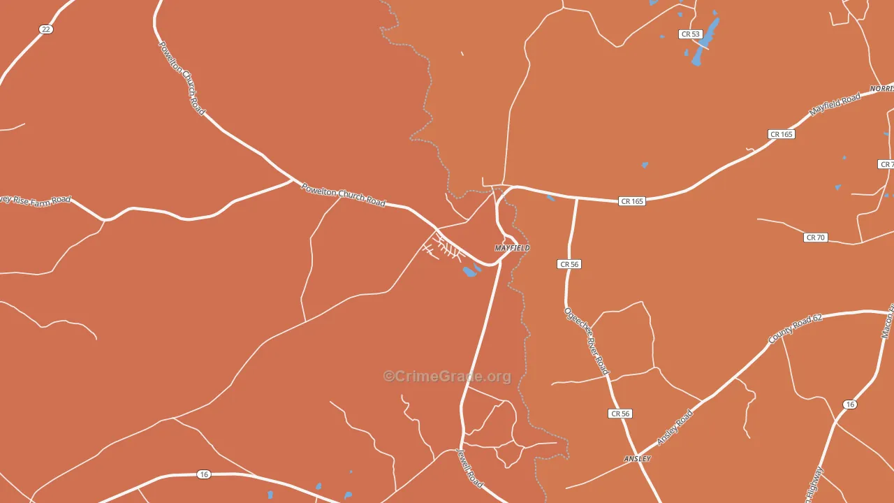 Mayfield, GA Map of Vandalism Rates