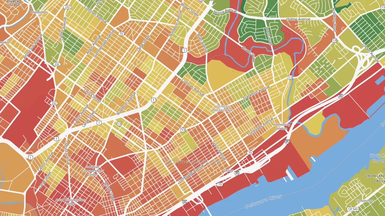 Mayfield, Philadelphia, PA Map of Vandalism Rates