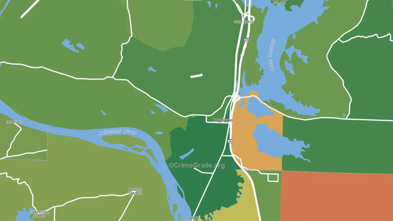 Mayflower, AR Map of Vandalism Rates
